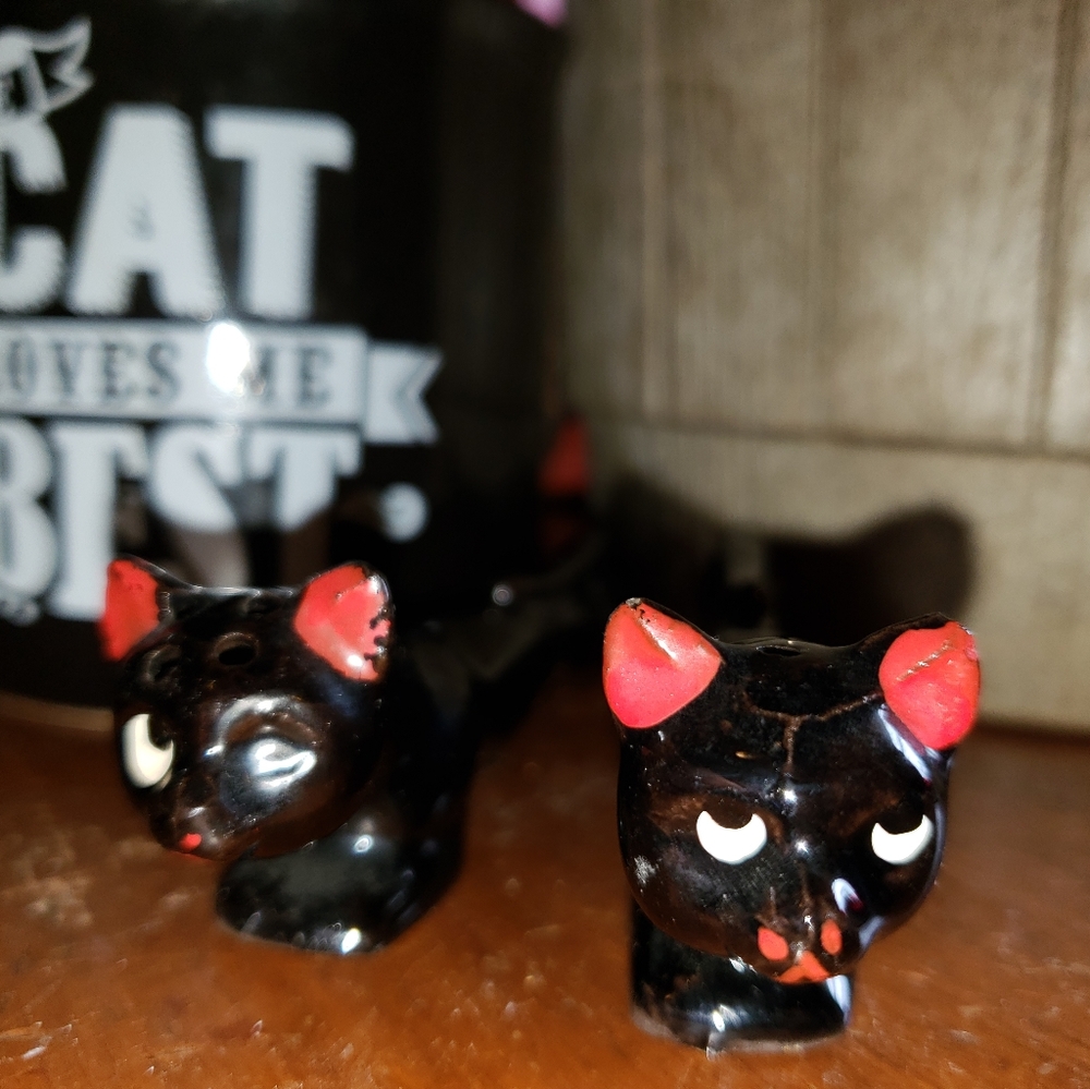 Vintage Black Panther Salt and Pepper Shakers